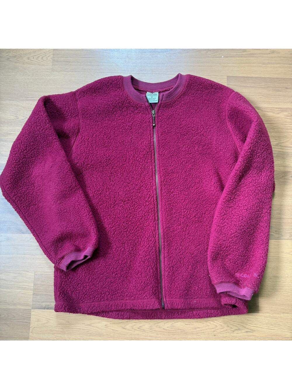 Men's Vintage 90's Columbia Sportswear Pink Fleece Zip Up Sweatshirt Jacket Sz M